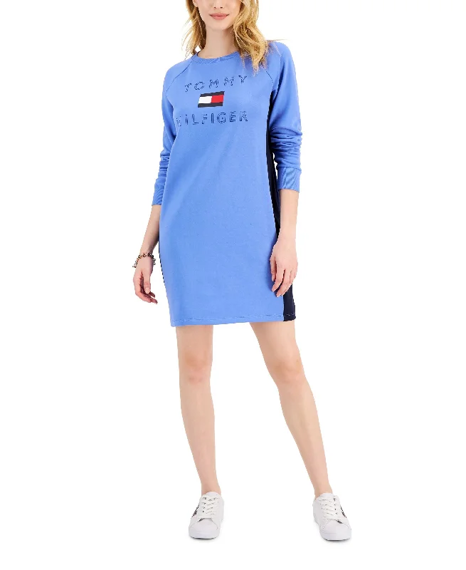 Tommy Hilfiger Womens Logo Sweatshirt Dress