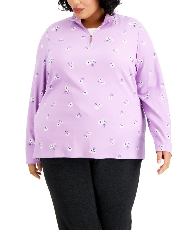 Karen Scott Plus Size Floral Print Fleece Sweatshirt