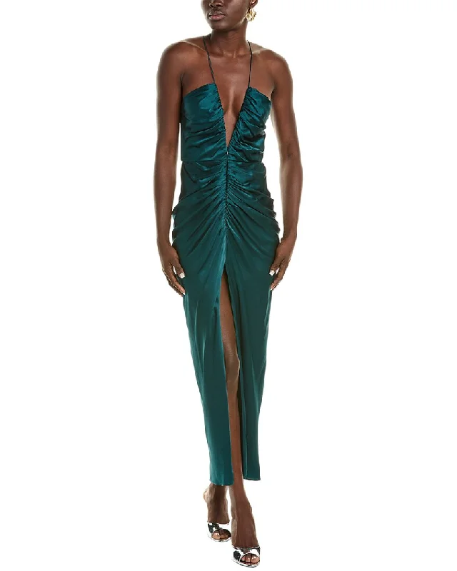 THE SEI Gathered Silk Maxi Dress