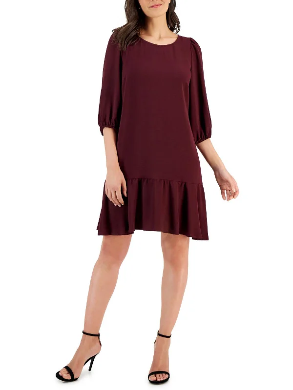 Womens Solid Crepe Sheath Dress