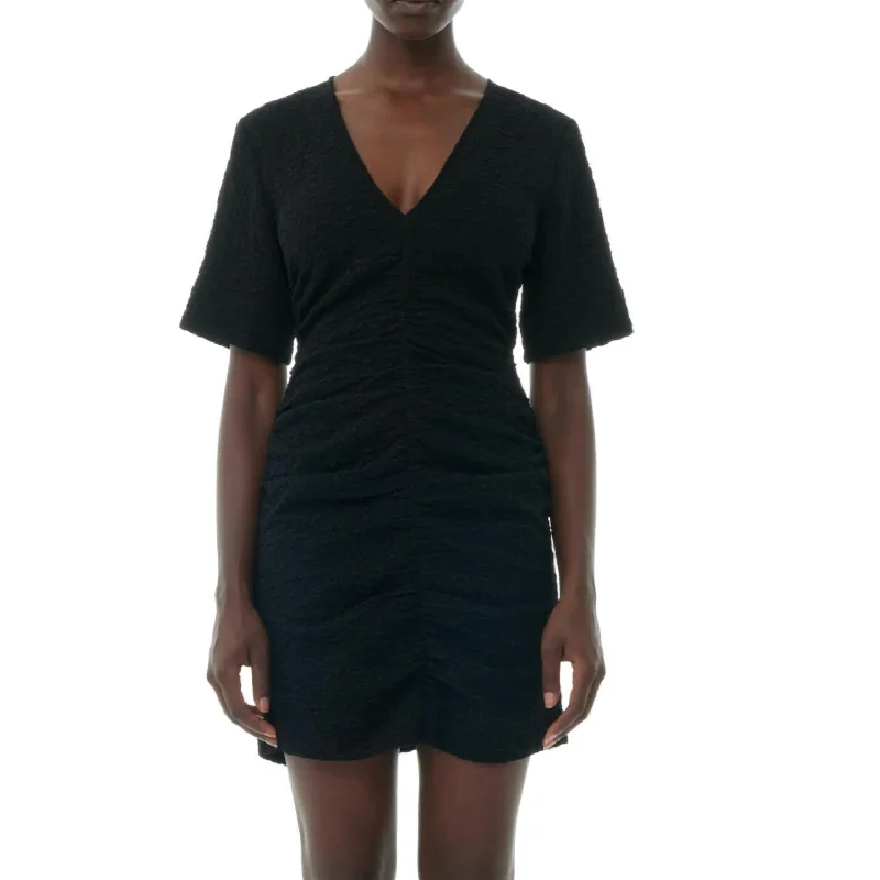 Textured Suiting Mini Dress In Black