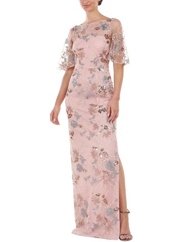 Plus Womens Embroidered Polyester Evening Dress