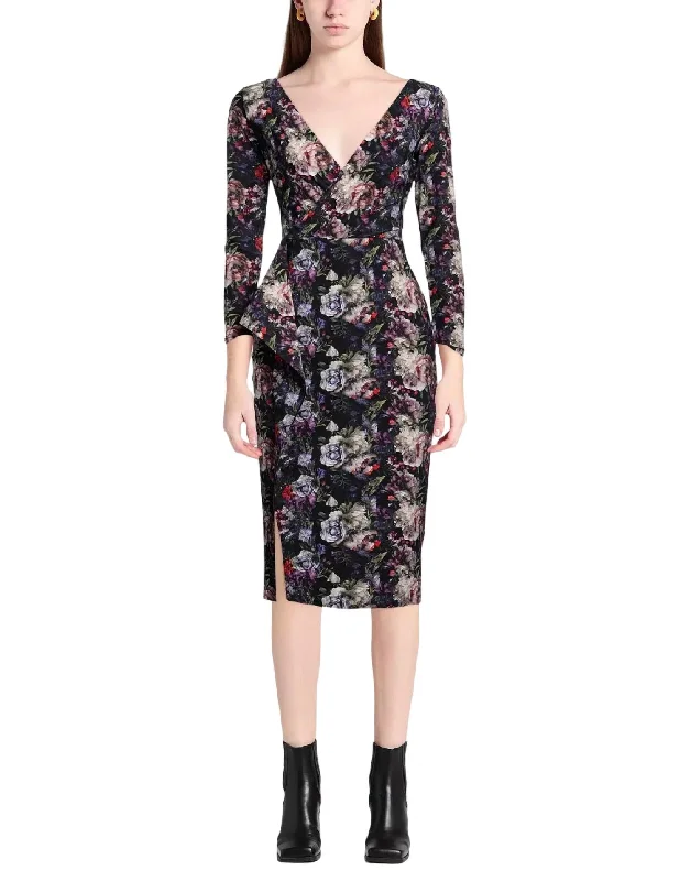 Gota Draped Floral Dress In Renaissance