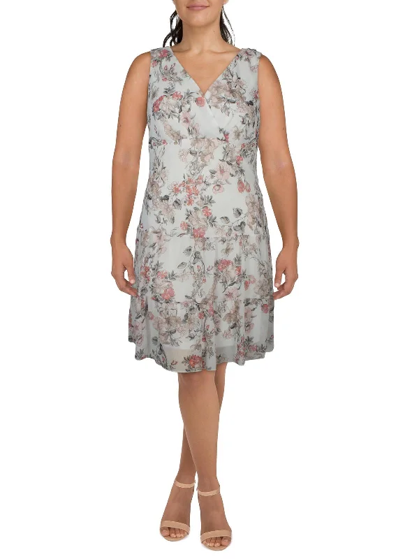 Womens Floral Print Sleeveless Mini Dress