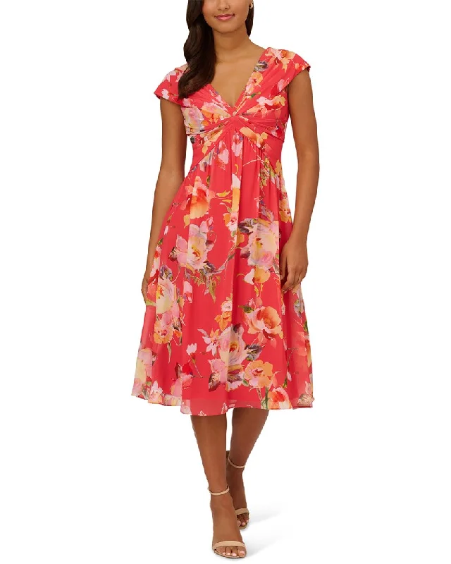 Adrianna Papell Printed Front Twist Midi Dress