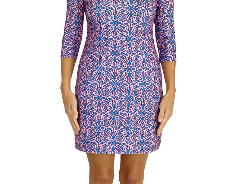 Rockport Dress In Geo Tile Periwinkle And Pink