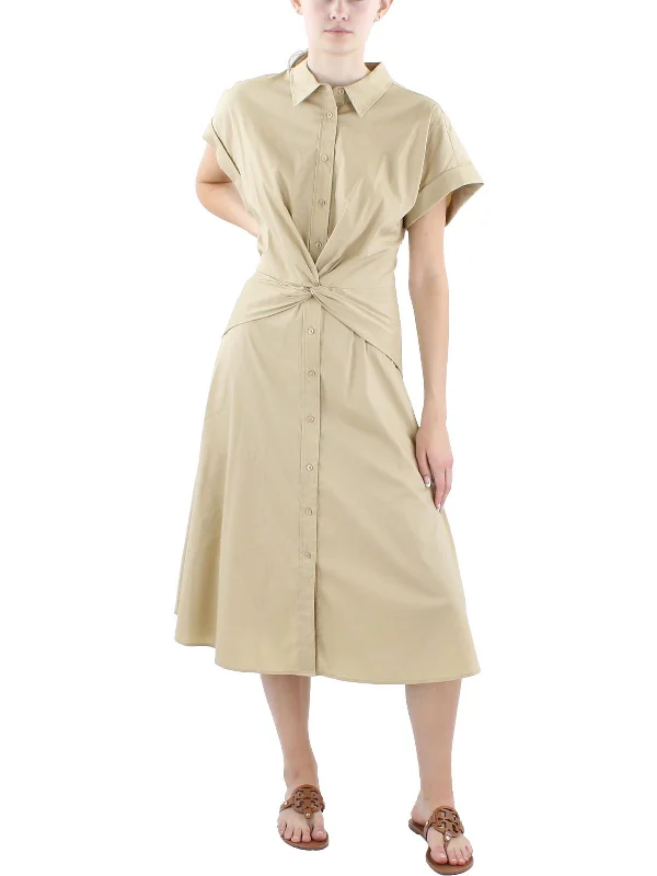 Womens Midi Collared Shirtdress