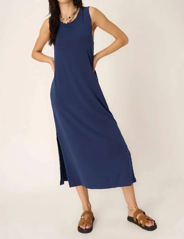 Darla Twist Back Tank Dress In Navy Bliss