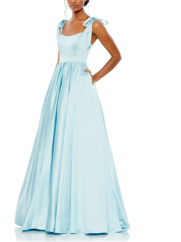 Womens Satin Ballgown Evening Dress