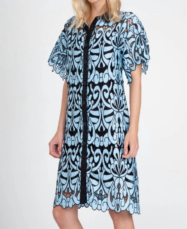 Gaia Shirt Dress In Blue Hacienda