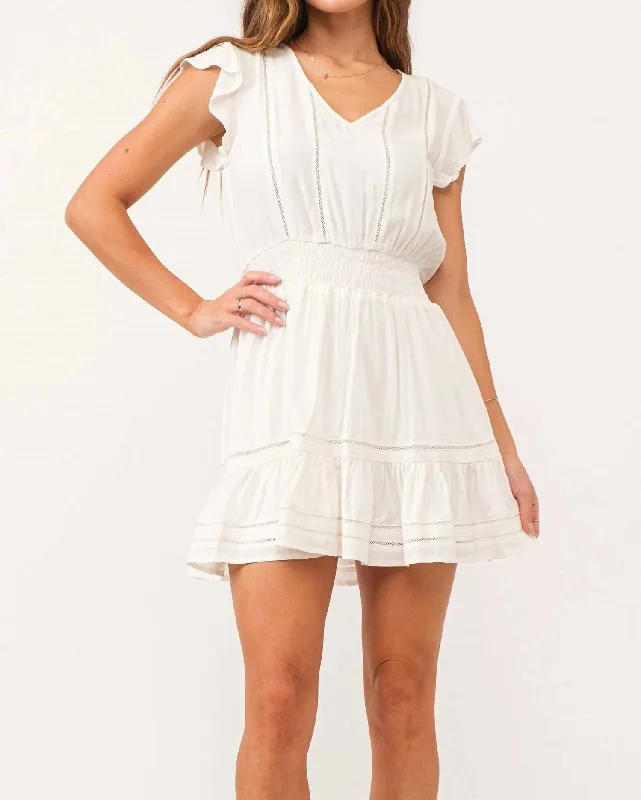 Dottie Lace Bodice Dress In White