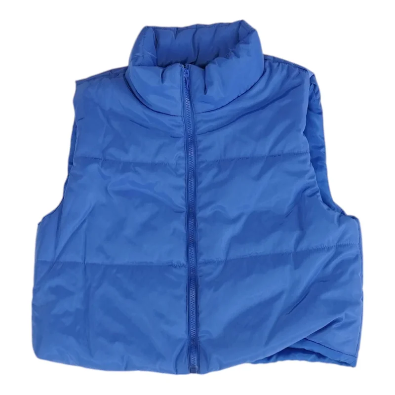 Blue Solid Puffer Vest