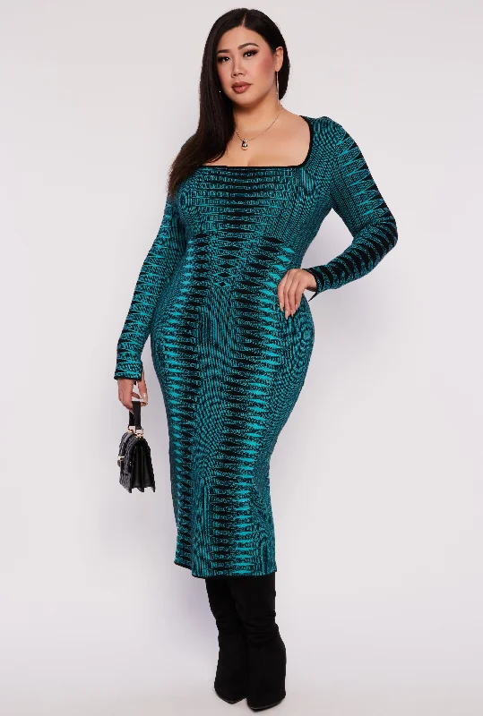 Plus Size Almost Famous Geometric Print Dress