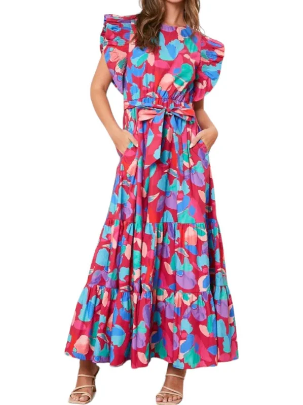 Berry Perfect Maxi Dress In Plum Multi Color