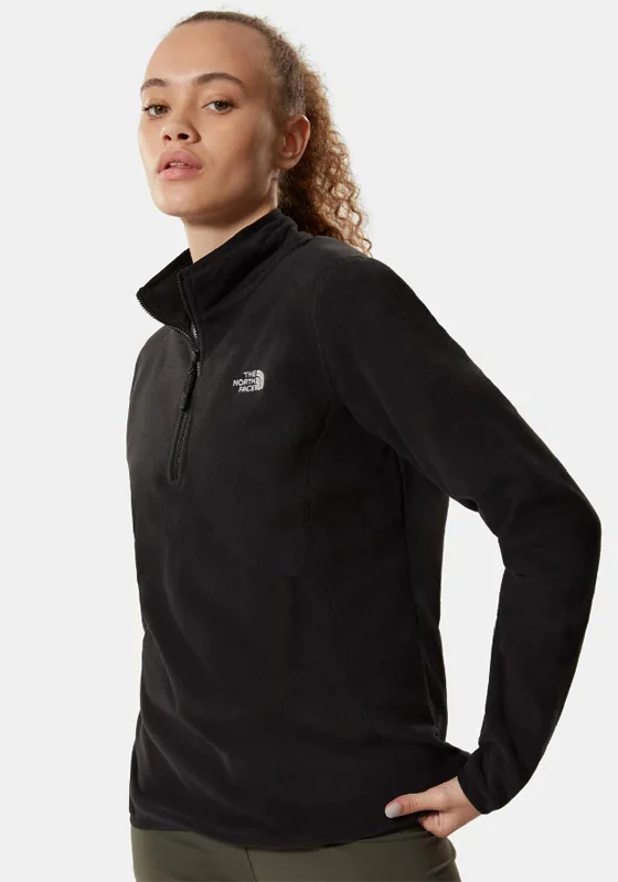 The North Face Women's 100 Glacier Quarter Zip Fleece, Black