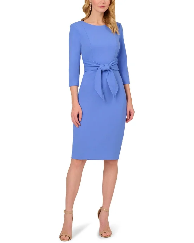 Adrianna Papell Knit Crepe Tie Waist Sheath Dress