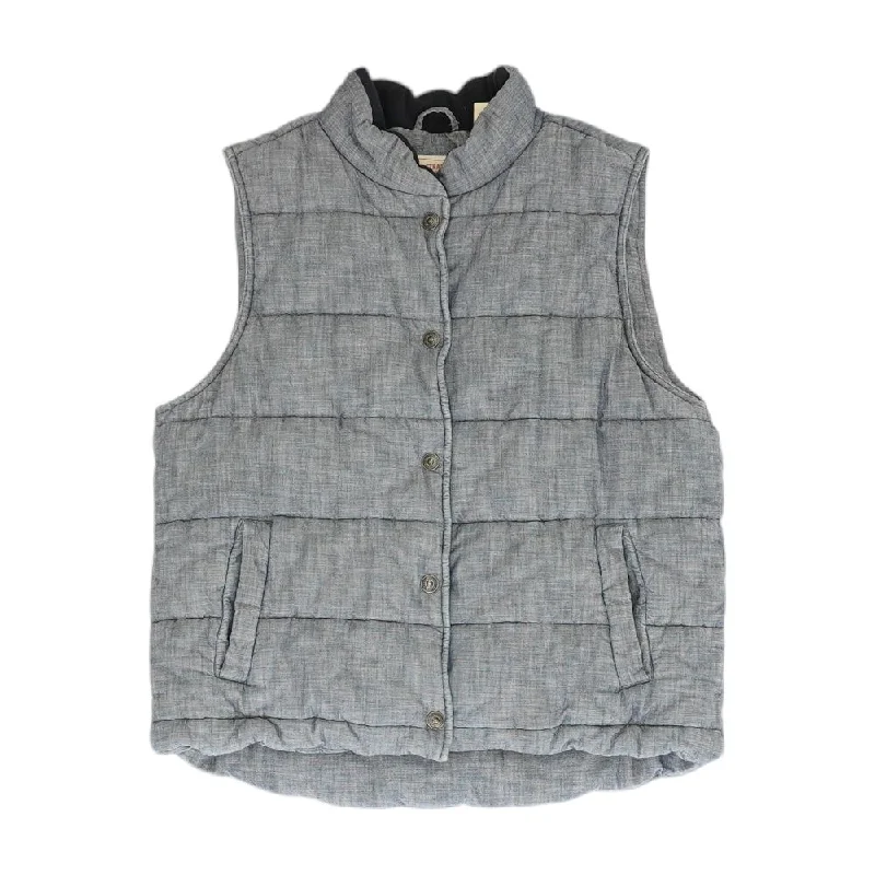 Blue Solid Puffer Vest