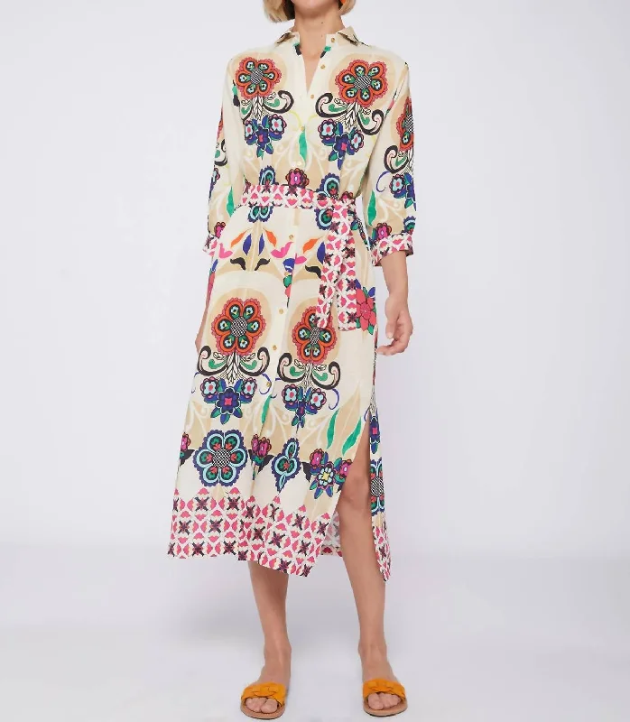 Dafne Floral Noveau Dress In Multi Floral