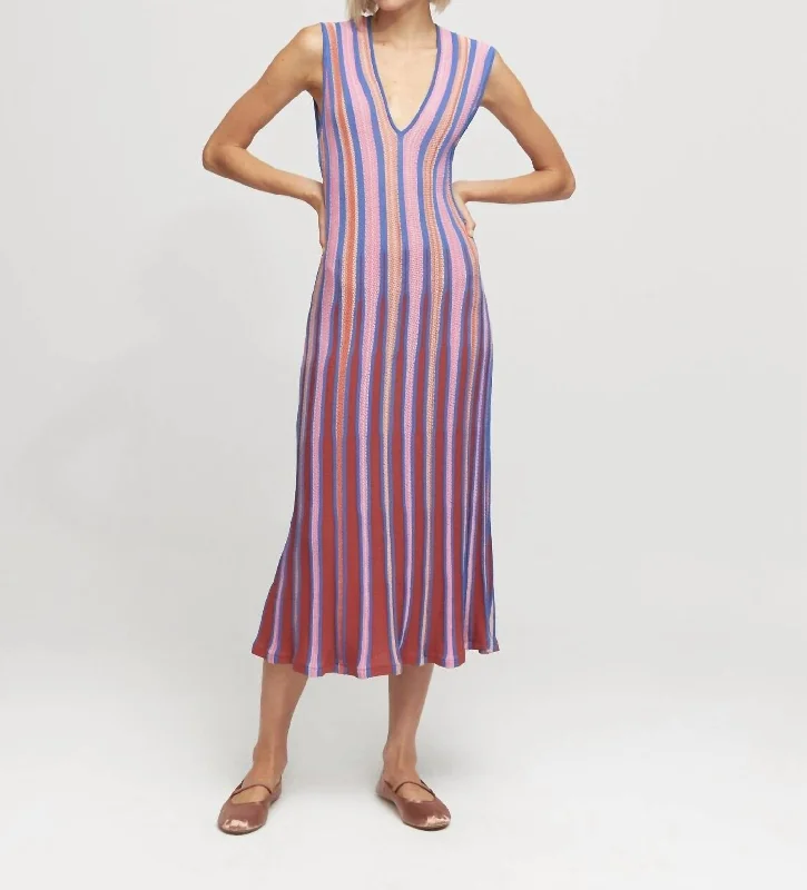 Oden Stripe Dress In Pink