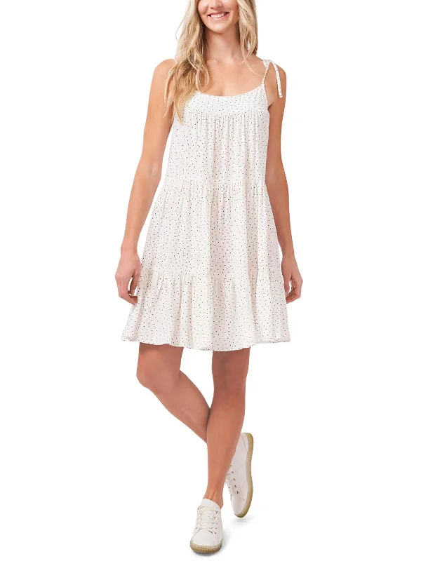 Womens Tiered Polka Dot Mini Dress