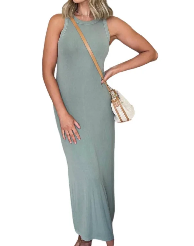 Ultra Soft Ribbed Dress In Green