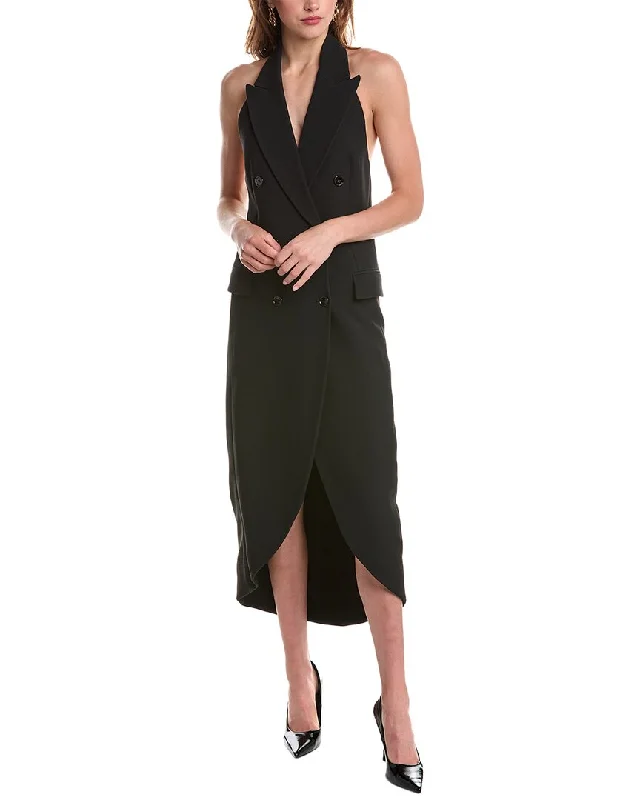 Michael Kors Collection Sable Halter Tuxedo Midi Dress