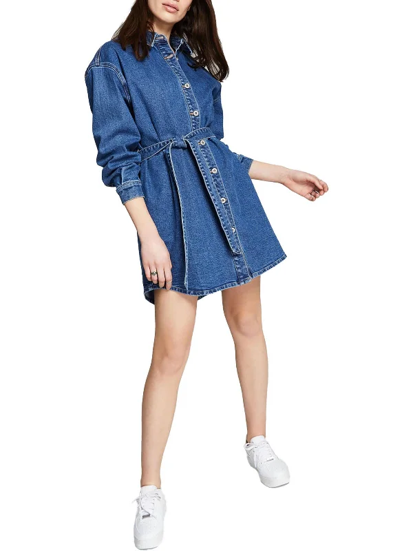 Womens Collared Mini Shirtdress