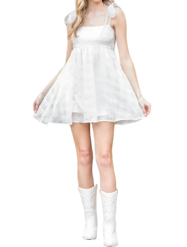 Organza Strap Sheer Dress In White