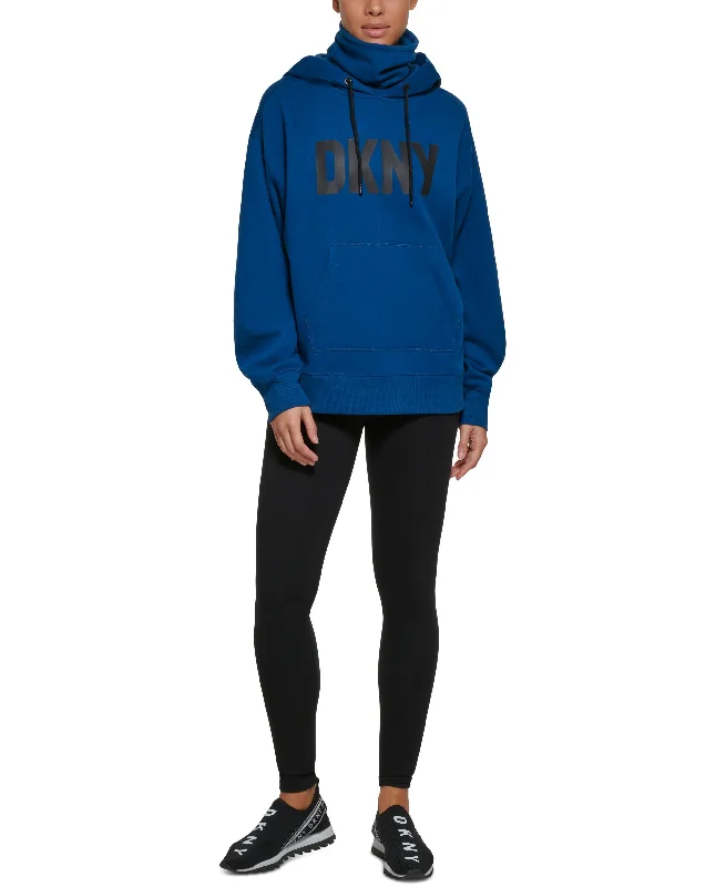 Women's Funnel-Neck Logo-Print Hoodie