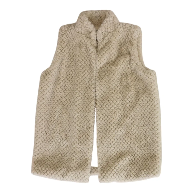 Beige Solid Fur Vest