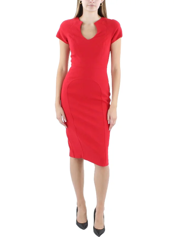 Womens Crepe Short Sleeves Wear to Work Dress