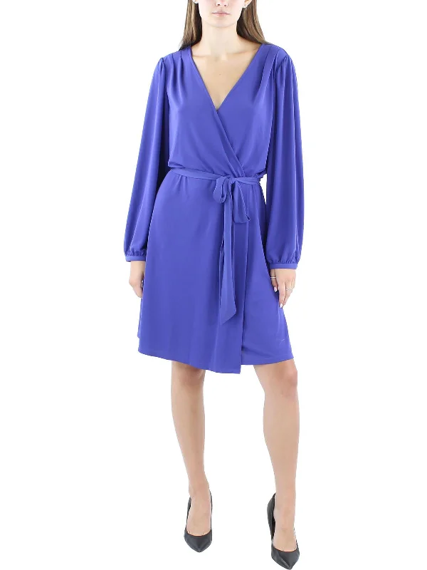 Womens Belted Short Wrap Dress