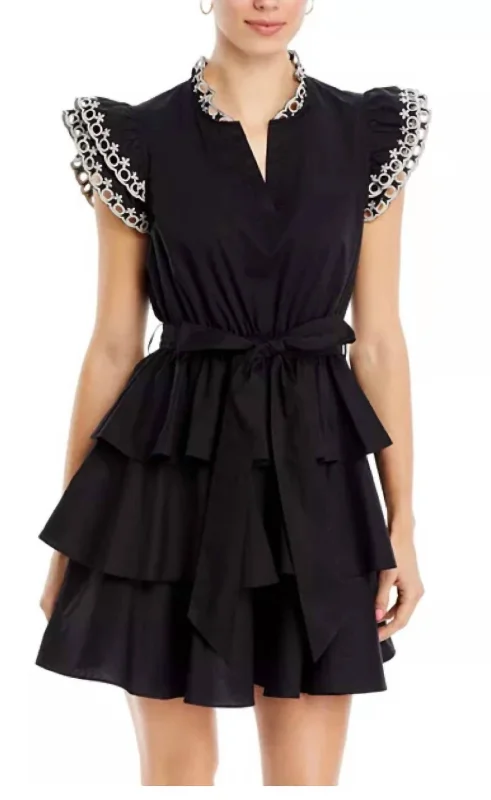 Ruffle Mini Dress In Black