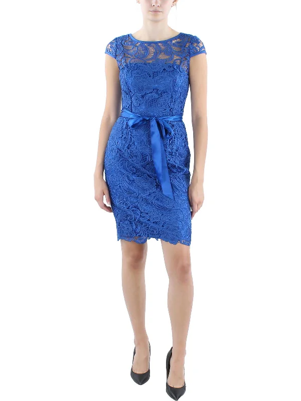 Womens Lace Knee-Length Cocktail Dress