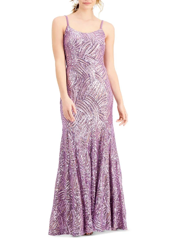 Womens Sequined Maxi Evening Dress