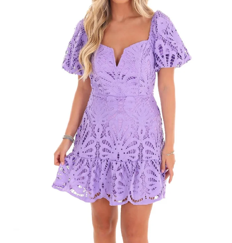 Dreams To Reality Lace Mini Dress In Lavender