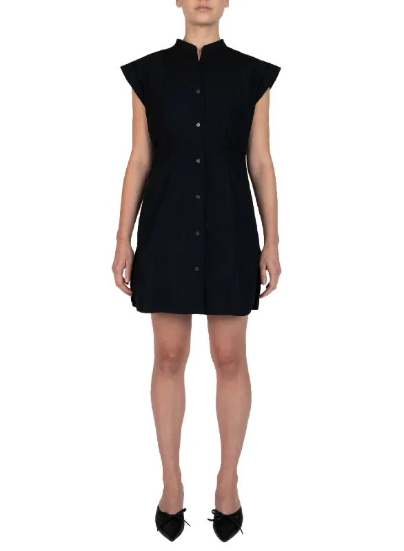 Peyton Sleeveless Shirt Dress In Black