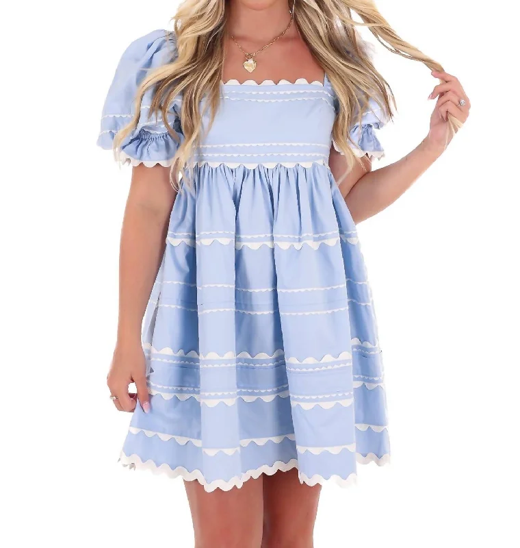 Write Your Story Babydoll Dress In Blue