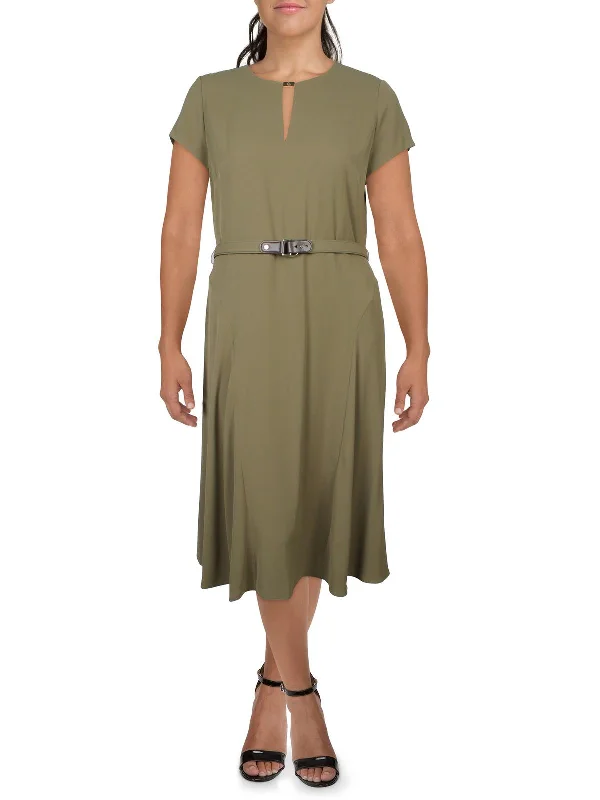 Womens Belted Polyester Wear To Work Dress