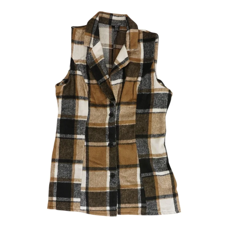 Brown Plaid Fleece Vest