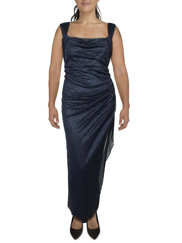 Plus Womens Formal Glitter Evening Dress