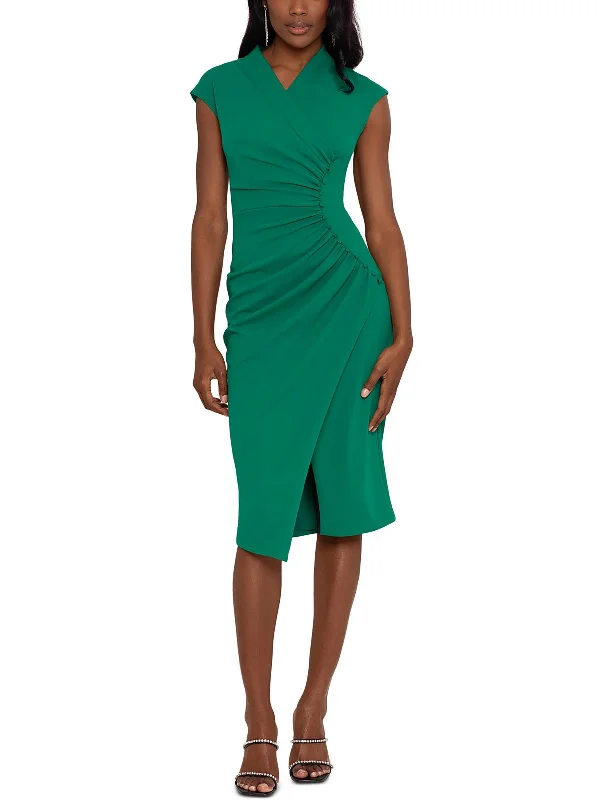 Womens V Neck Midi Midi Dress