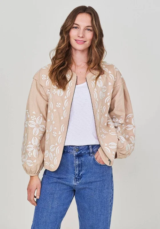 White Stuff Emel Embroidered Jacket, Natural