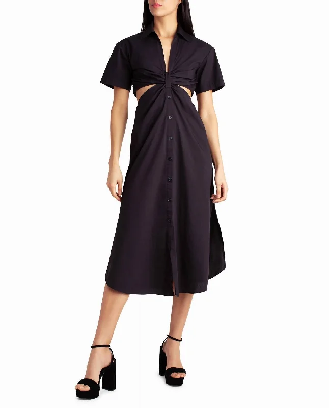 Caroline Poplin Midi Shirt Dress In Very Black