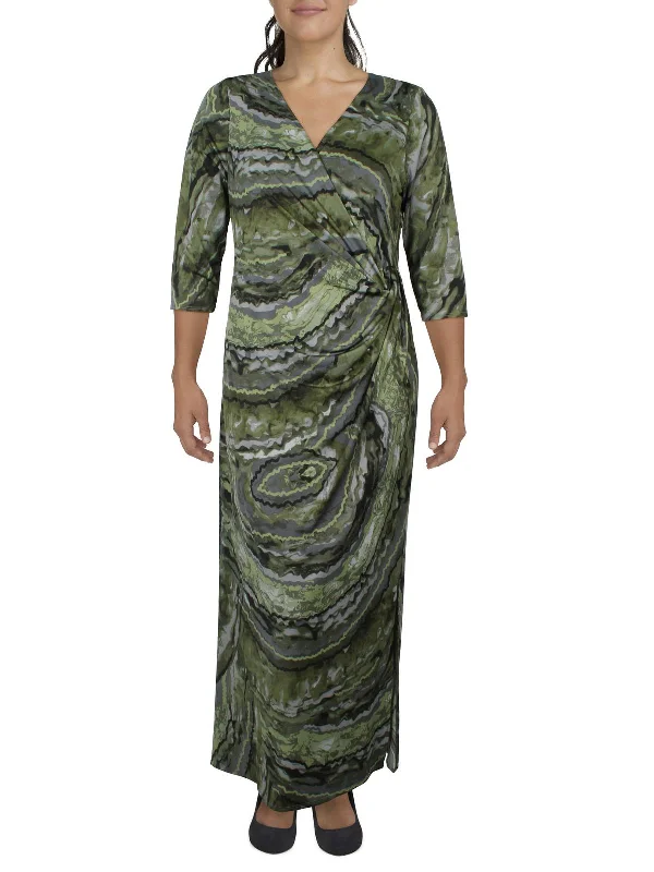 Plus Womens Surplice Long Maxi Dress