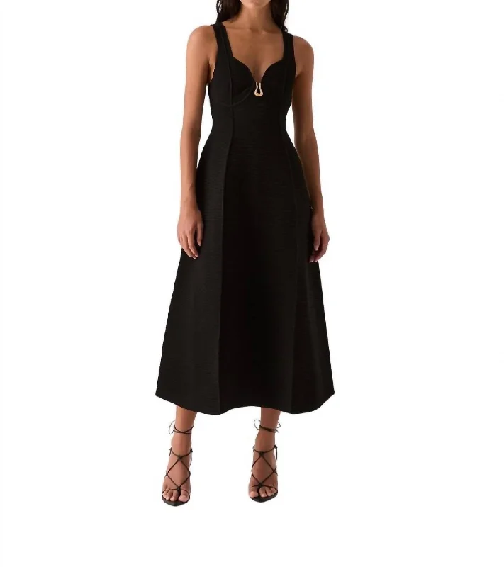 Marisole Knit Midi Dress In Black