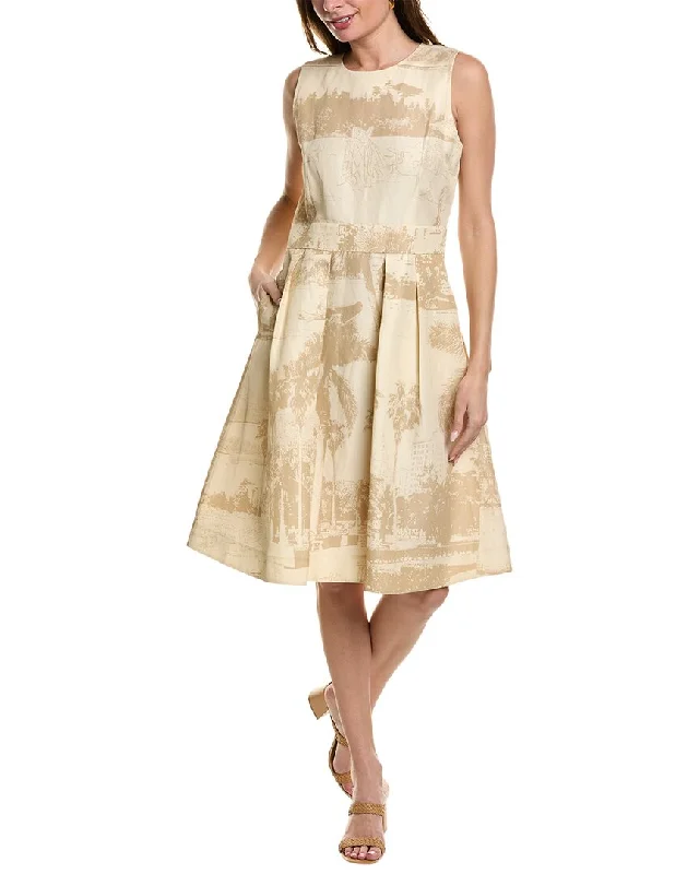 Lafayette 148 New York Fit-and-Flare Linen-Blend Dress