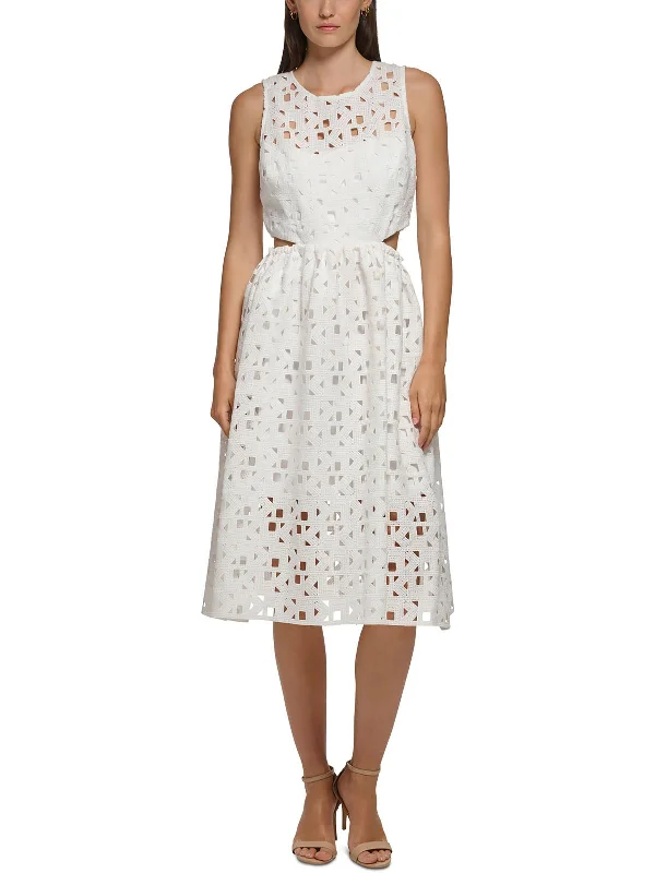 Womens Lace Sleeveless Midi Dress