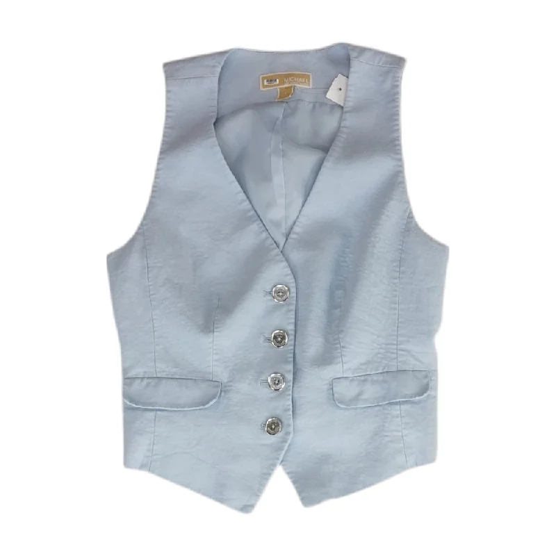 Blue Solid Suit Vest Vest