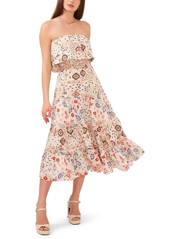 Womens Printed Tiered Maxi Dress